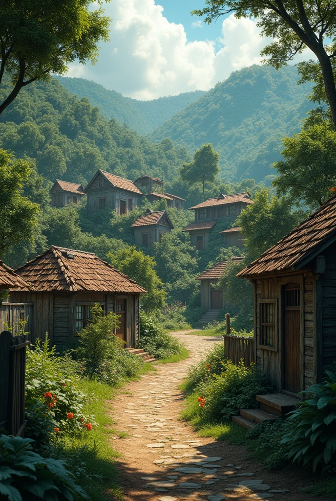 in the heart of Brazil, A small village, similar to historical cities, Enchanted Village call, surrounded by a lush Magic Forest