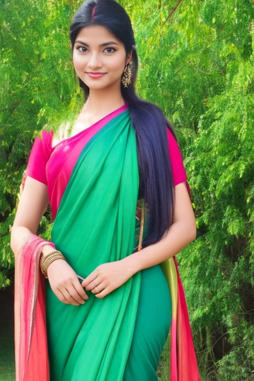 (best quality,4k,8k,highres,masterpiece:1.2),ultra-detailed,(realistic,photorealistic,photo-realistic:1.37) Indian ancient goddess、Female sexy、Traditional Indian costume in saree and blouse
