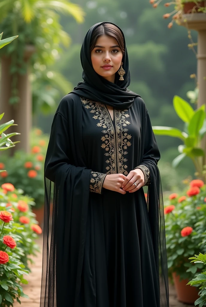 I want same this girl more images in black kurta pajama Pakistani dress in garden and his duphata on his head