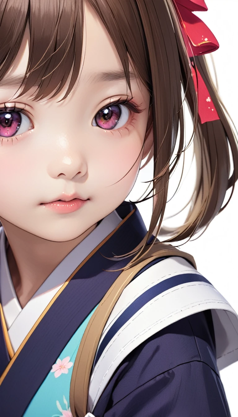 2Close up of 10 year old Japanese girl's cum face'Eyes wearing silver-white mirrored lens sunglasses、I looked at the world reflected in the lenses of my sunglasses...(Side Pony,Colorful Hair),