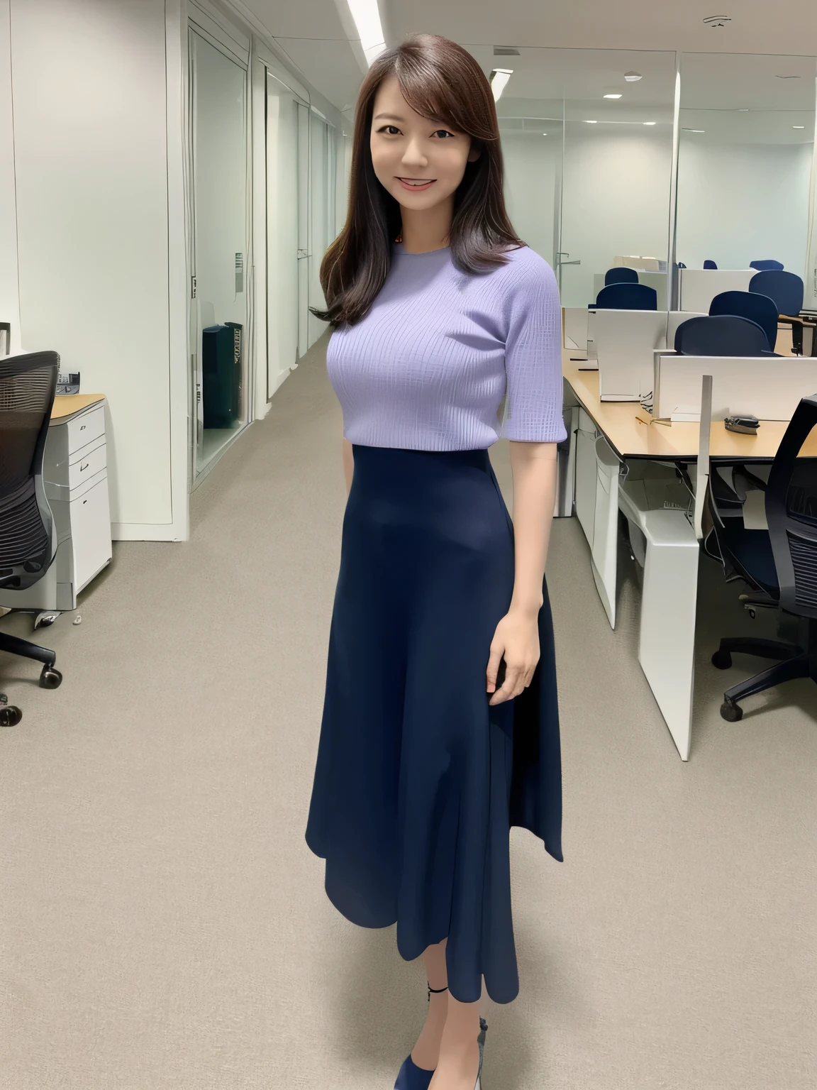 1 Woman, in office,Solitary,Smile,slim , 8K