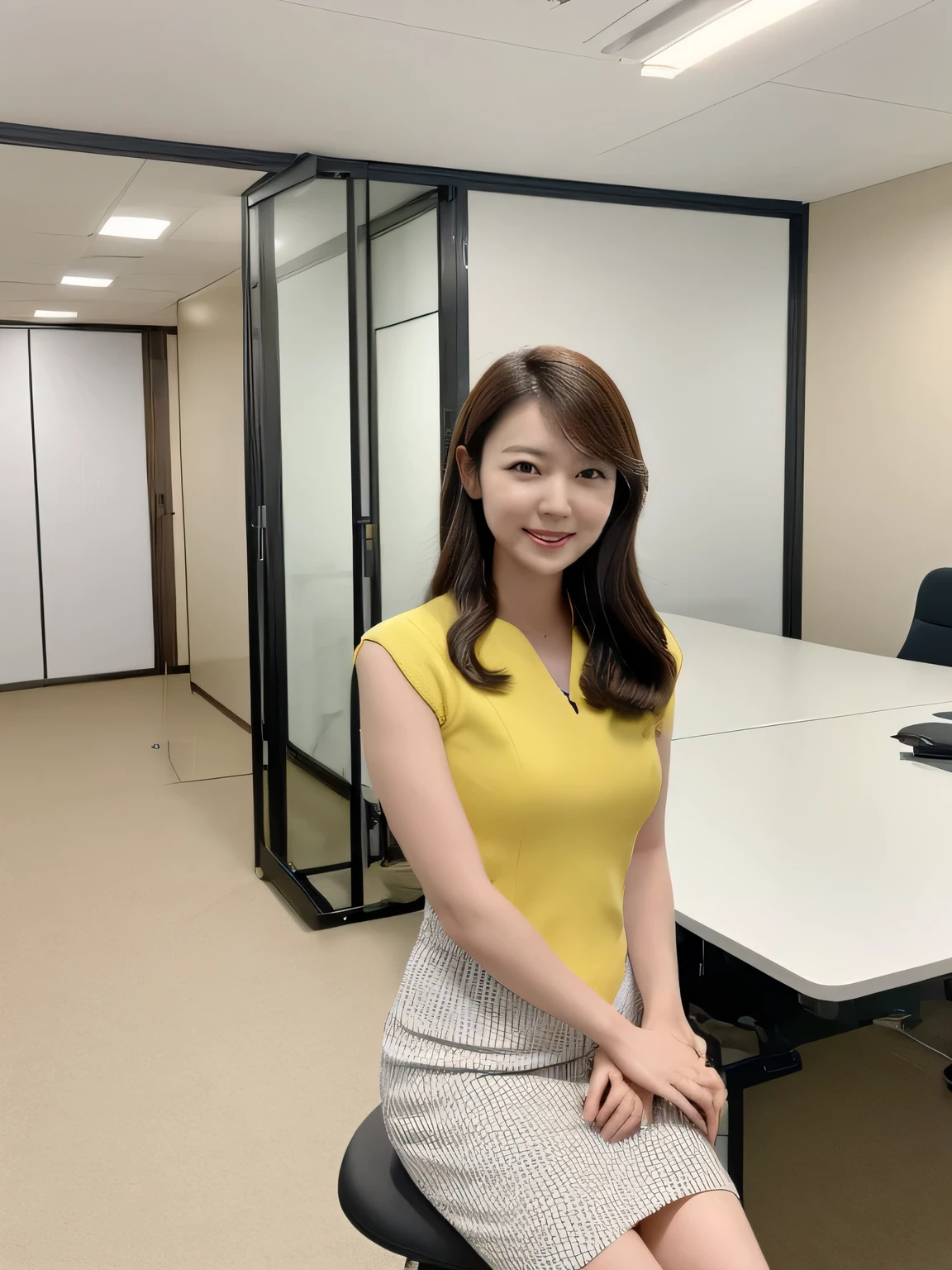 1 Woman, in office，Solitary,Smile,slim , 8K