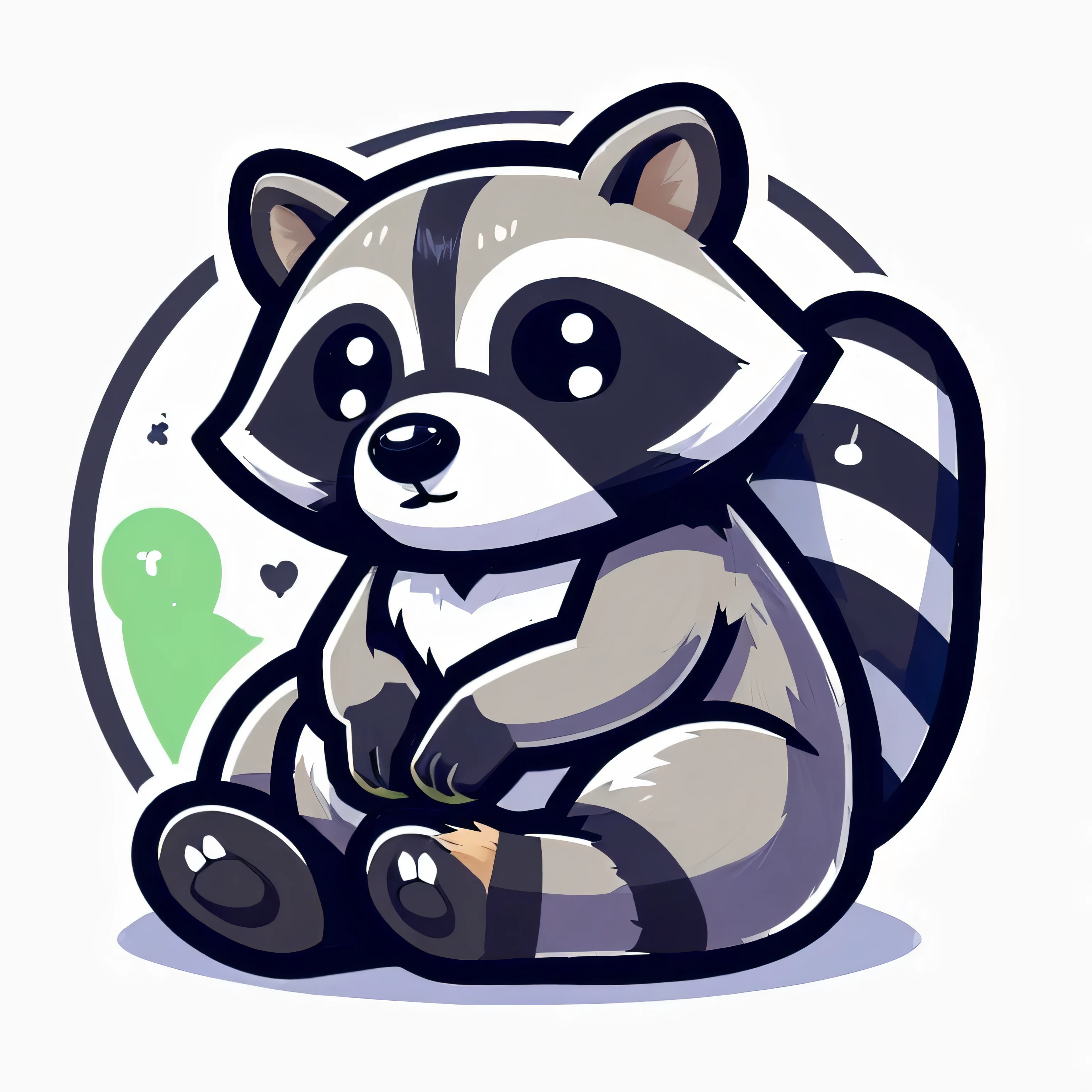 cartoon raccoon sitting on the ground with a green bird in the background, raccoon, Mascot illustration, Wild Shape : raccoon, anthropomorphic raccoon, raccoon, 「Cartoon Animal Portrait, a raccoon wearing formal clothes, extremely detailed raccoon, Cute woodland creatures, Manga style illustration, Cute cartoon characters, Sticker illustration, Cartoon Art Style, Manga illustration