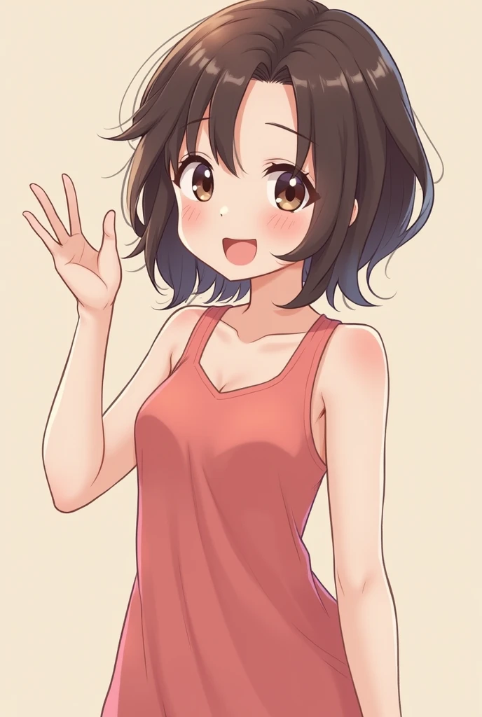 Illustration of the upper body of a cute, mature girl that can be used as a character for video streaming
