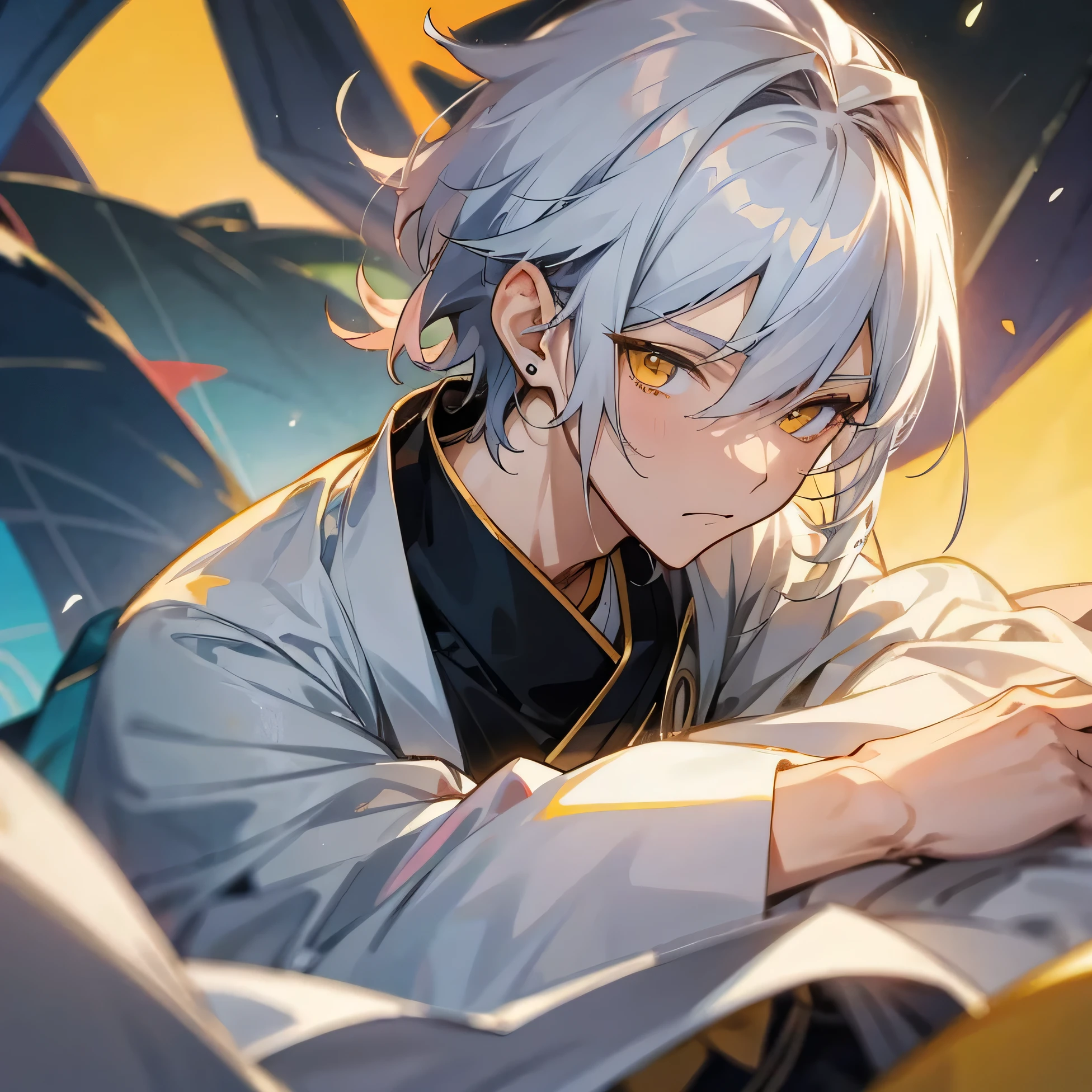 male、Silver Hair、20th Generation、Yellow Eyes、Kyoto Animation、quiet、Earrings、
