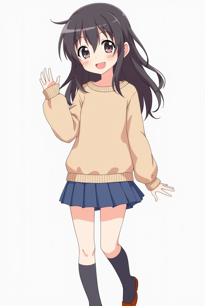 Illustration of a cute girl's upper body that can be used for a standing picture.  She looks like Hitagi Senjougahara.