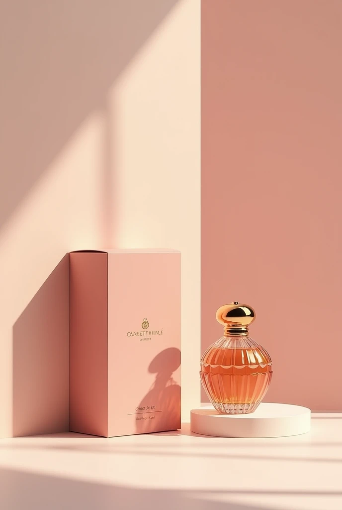 Cardboard box designs for storing perfume  , of luxury and elegance , Pink with beige tones 