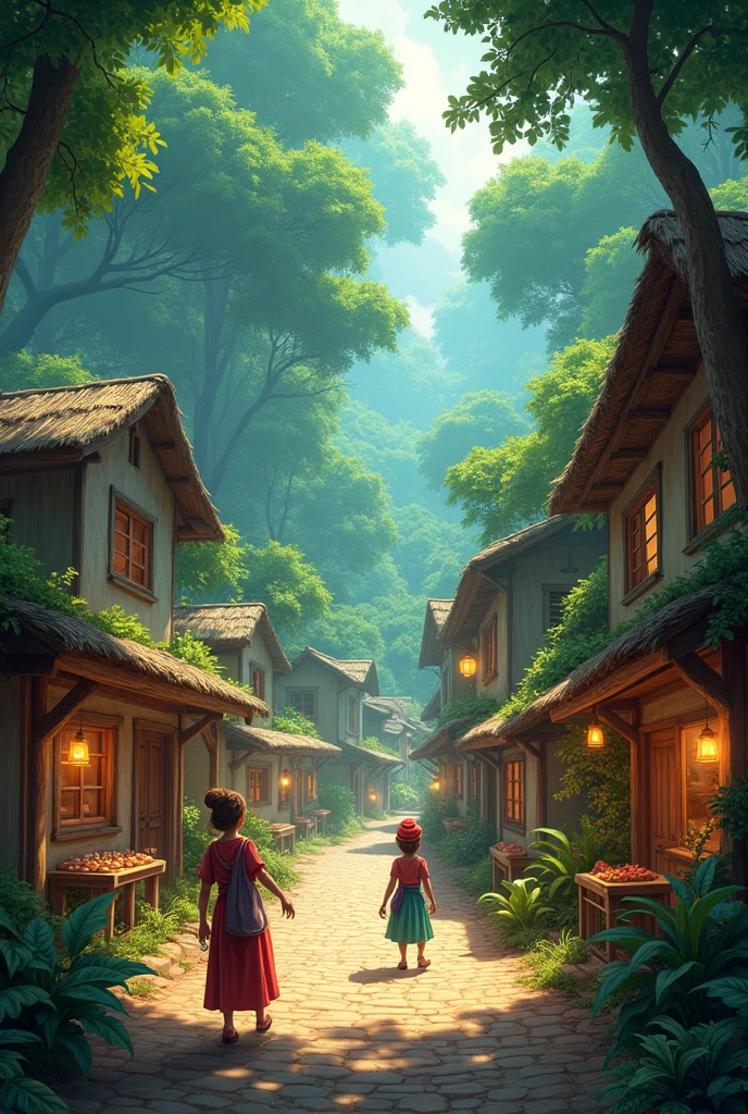 in the heart of Brazil, A small village, similar to historical cities, Enchanted Village call, surrounded by a lush Magic Forest protected by magical creatures and ancient mysteries.