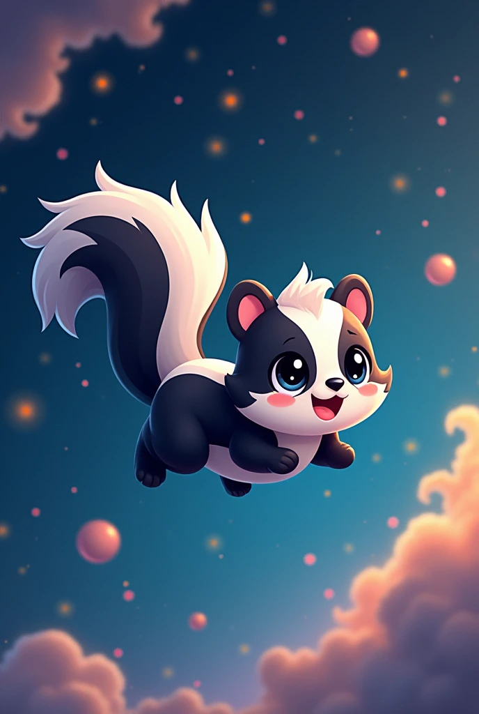 Cute skunk floating in space
