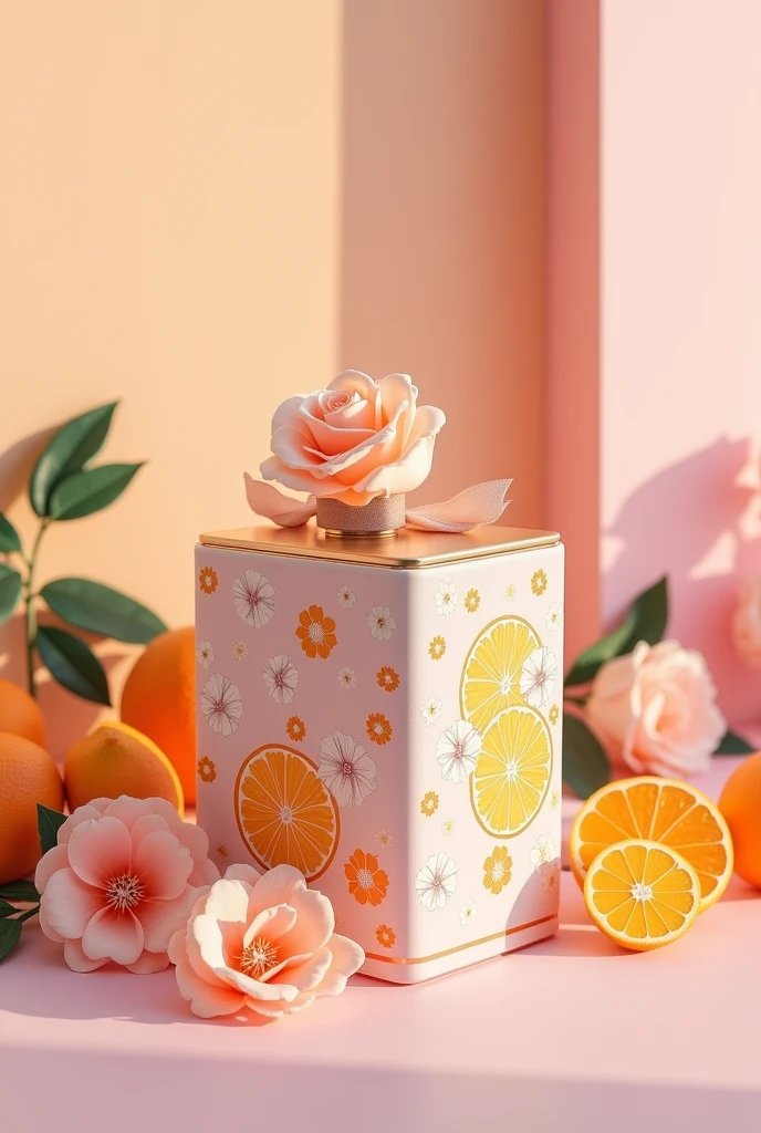 4 citrus perfume box designs, sweets , floral with unique design, luxury and elegant 