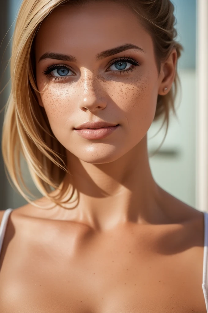 Photo en gros plan, wife, Maquillage gothique, detailed skin, light freckles, shallow depth of field, GlobalDétail, sexly