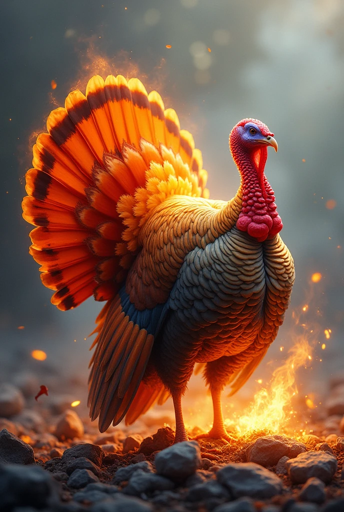 Turky bird,fire with charcoal ashes