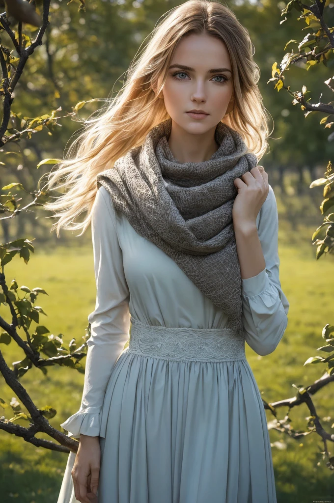 photo du S398_Anna Durkin,A magnificent woman,in an (orchard:1.1),wear one (cowl neck:1.1),(nuit),(4K, photo brute, best quality, 50mm, depth of field, ultra haute résolution:1.1),(complexe, Photorealistic, cinematic film still, head of'artwork, ultra-detailed:1.1),sexly