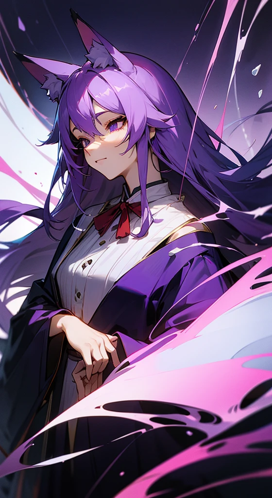 transparent image,Character portrait,Fox Mask,chest,Purple Hair,Long Hair