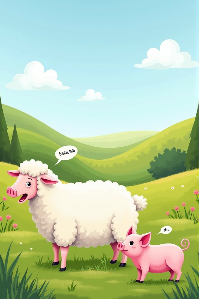 The sheep goes baa, baa, baa,
The pig goes oink, oink, oink