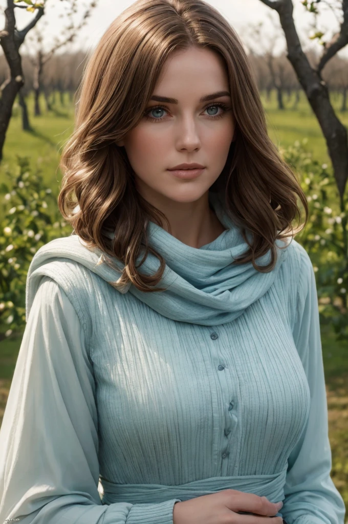 photo du S398_Anna Durkin,A magnificent woman,in an (orchard:1.1),wear one (cowl neck:1.1),(nuit),(4K, photo brute, best quality, 50mm, depth of field, ultra haute résolution:1.1),(complexe, Photorealistic, cinematic film still, head of'artwork, ultra-detailed:1.1),