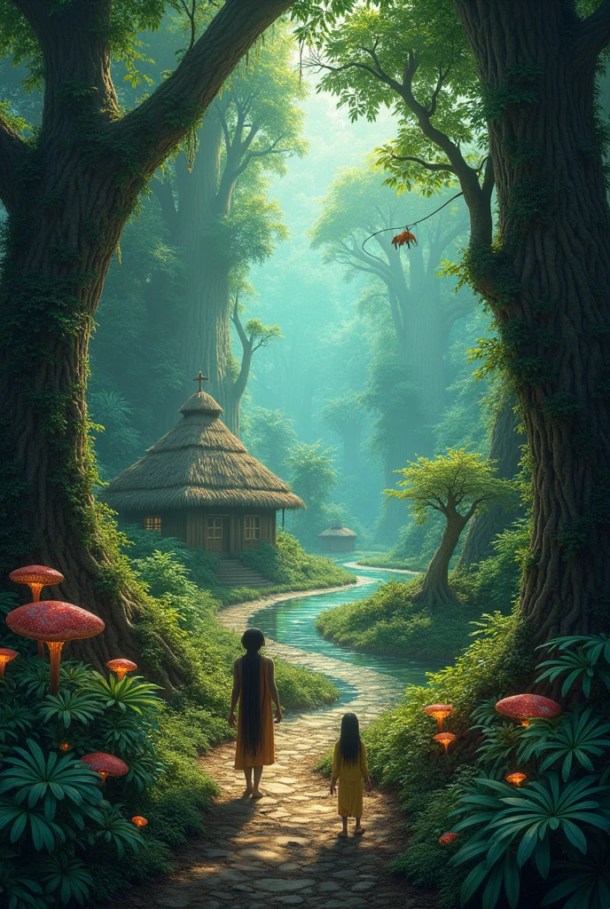 magic forest, around a village in the heart of Brazil protected by magical creatures and ancient mysteries.