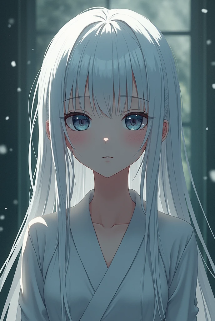 Kuudere white hair girl anime