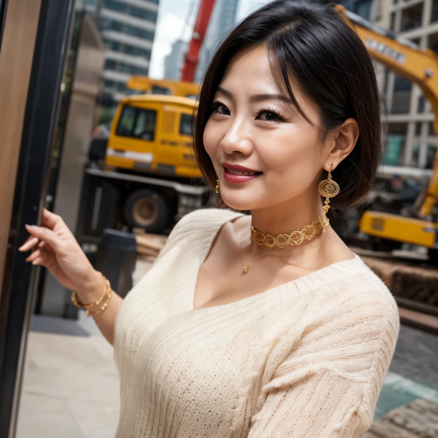 75 years old Mom MILF Chinese Lady large earring Big choker navel piercing decoration A bracelet realisitic Gorgeous Madame Beautiful Mature Woman sexy Smile Gentle woman navel piercing 4K High quality ドリル