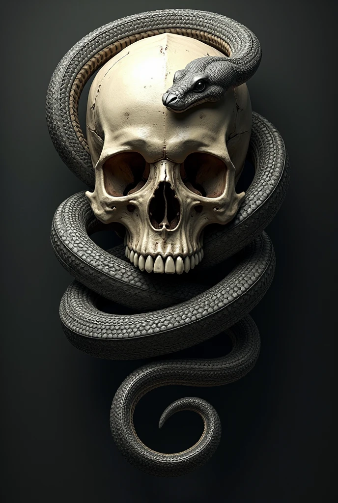 Skull with cobra snake