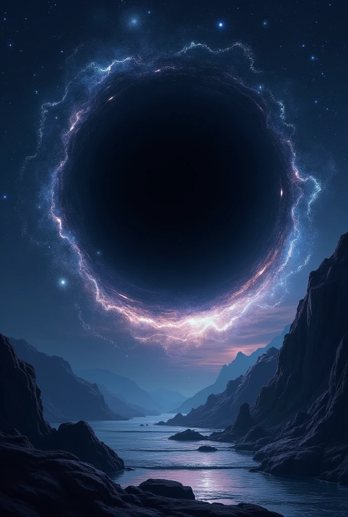 Swallow everything、漆黒のBlack Holebut、universe空間にぽっかりと口を開けている。It even absorbs ambient light..、Create a figure that distorts time and space、Fearと畏怖を感じさせる。In the distance、Black Holeの重力に引き寄せられるStar々but、赤く輝きなbutら崩壊していく様子but描かれている。美しいAnime Landscape, landscape painting, Beautiful Numbers, Andreas Rocha, Beautiful art illustration, Great wallpaper, Han Ruiwen, Tall and beautiful painting, Studio Ghibli Makoto Shinkai, Beautiful wallpaper, Anime Landscape, universe, Pitch black, Black Hole, Star, Fear