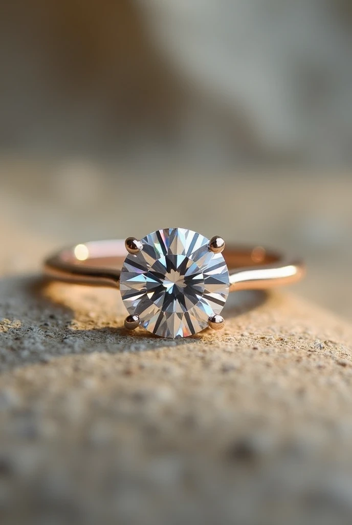 A simple and elegant diamond ring with a single, medium-sized diamond in the center.