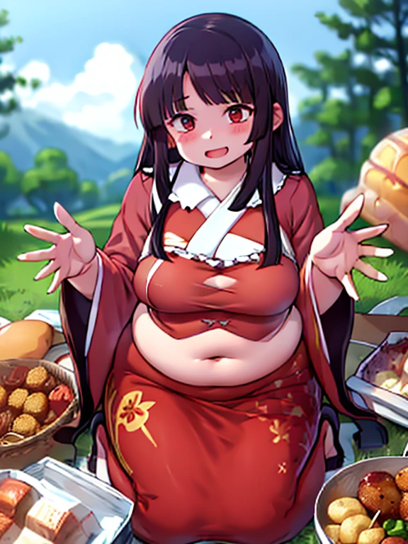 Penglai Mountain_Kaguya，Chubby，Very short stature，junk food，Holding freshly removed panties in hand，