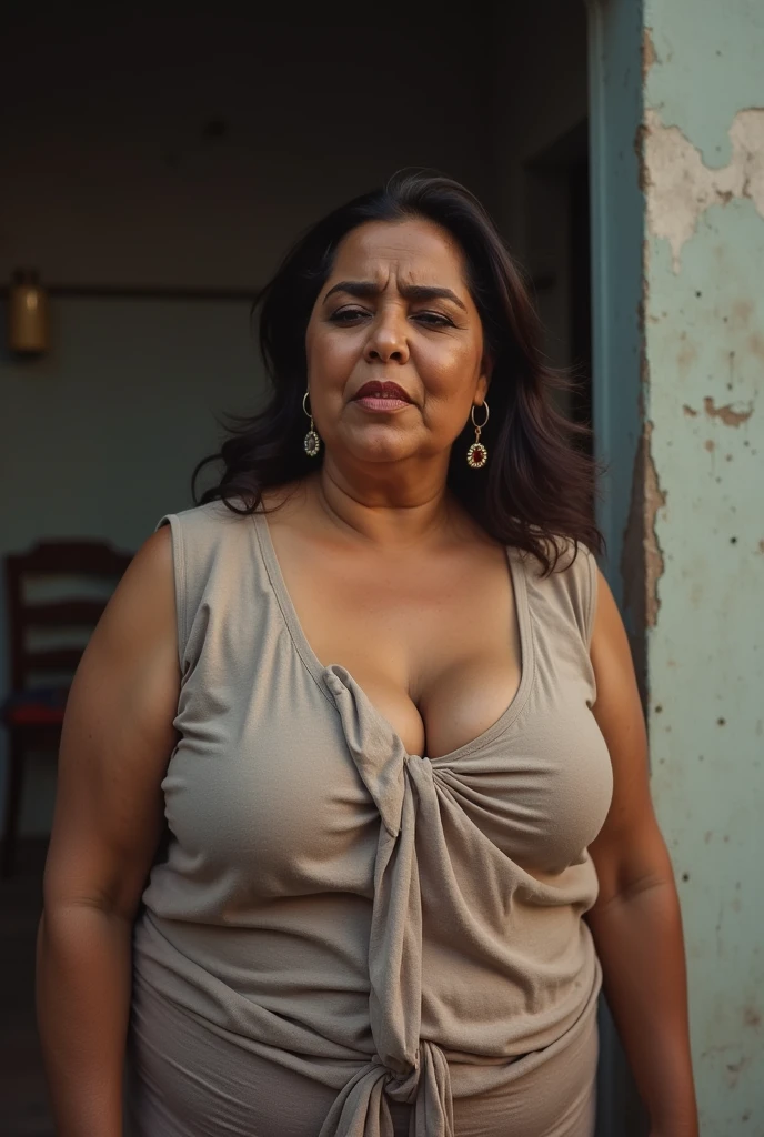 Desi chubby lady dark 40 year old embarrassing nipslip in top oops moment 
