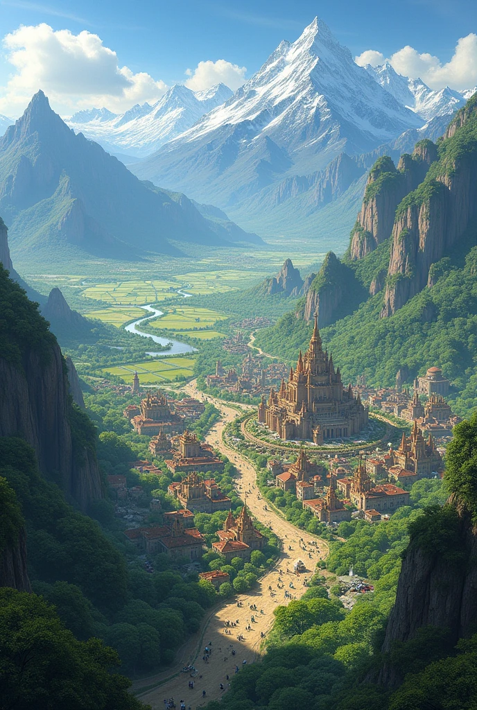 Landscape Before Destruction: A representation of cities before destruction, showing a fertile and prosperous region