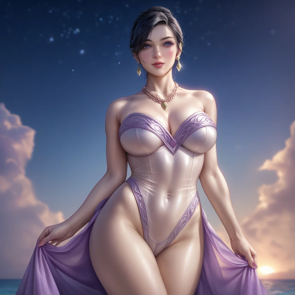 score_9, score_8_superior, score_7_superior, A masterpiece in 32K resolution,Highest quality,it is really amazing,Very detailed,Ultra-high resolution,Ultra-realistic,Realistic,Increased depth of field,Cinematic lighting,
Elegant mature Japanese woman,
black straight medium hair,Ultra-detailed and beautiful face,Calm expression,Translucent white skin,Realistic skin texture,Great proportions,
Sexy high leg dress swimsuit,
Luxurious design,Chic color patterns,Beautifully detailed decoration,Detailed fabric texture,
Gorgeous necklace,Earrings,
Dark skies before the storm,Dark clouds covering the dark sky,Thunderclouds rolling in,Coastline at night,Stormy seas,delay々A desolate sandy beach that continues,
Dramatic Angle,