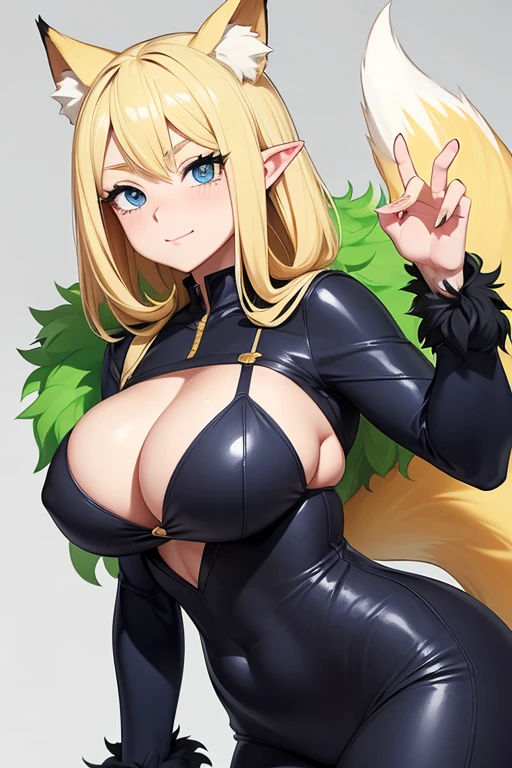 Imagine the character Ippan Josei without underwear from the anime My Hero Academia (Let us remember that The Ordinary Woman is a very tall woman, fox-like, with a curved figure. She has blonde hair that reaches just to her shoulders., and a single lock of it runs down the right side of her face. He has big blue eyes with thick eyelashes and pointed ears., as well as green fur and a white furry underside)