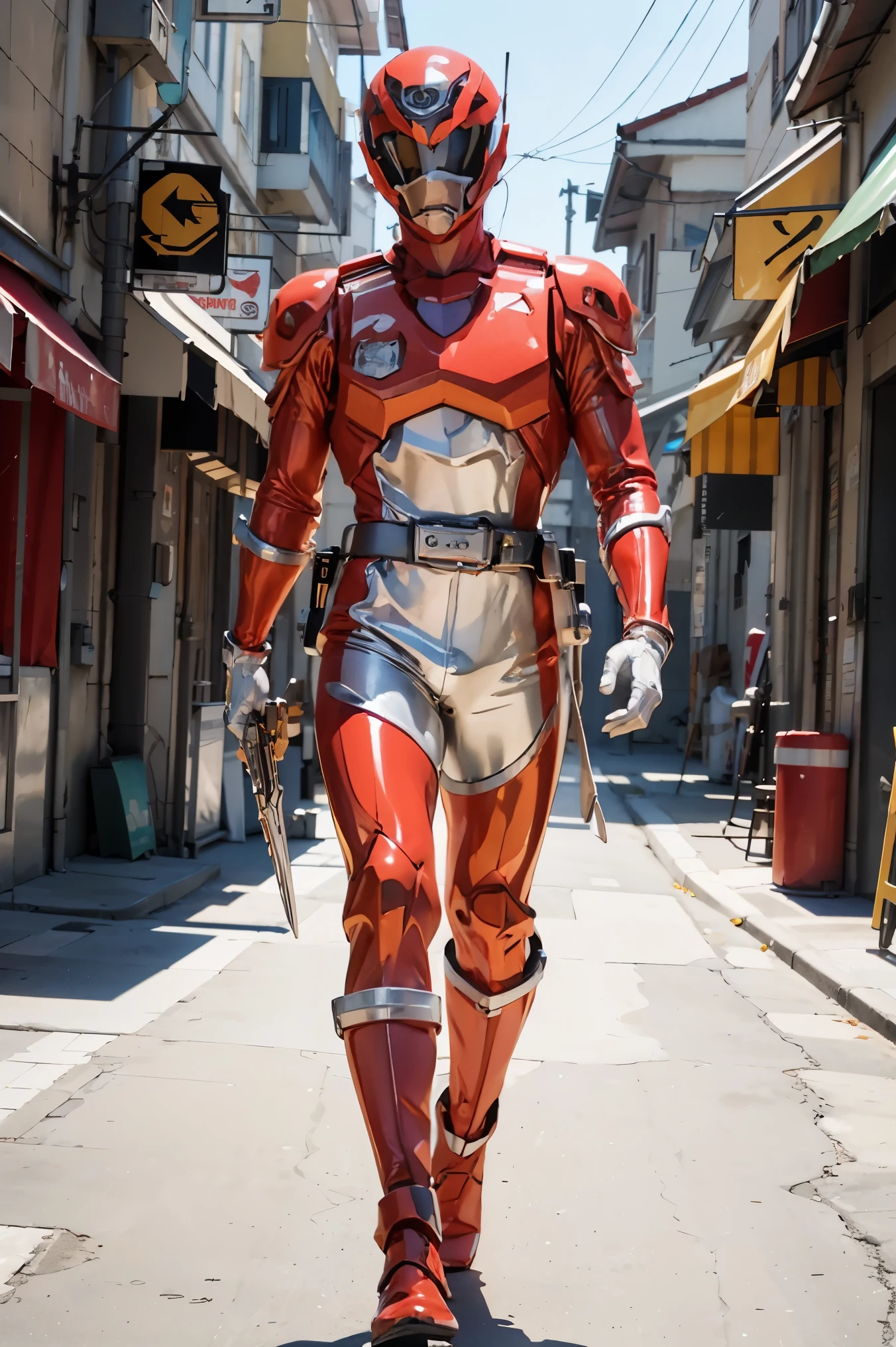1 boy, white, full body, illustration, cinematic lighting, high resolution, best quality, ultra-detailed, masterpiece, power suit, power ranger, suit, spd, (golden ranger suit), gold details, dramatic pose, intense expression, heroic, dynamic lighting, volumetric fog, epic scale, dramatic shadows, highly detailed face, sharp focus, vibrant colors, photorealistic
