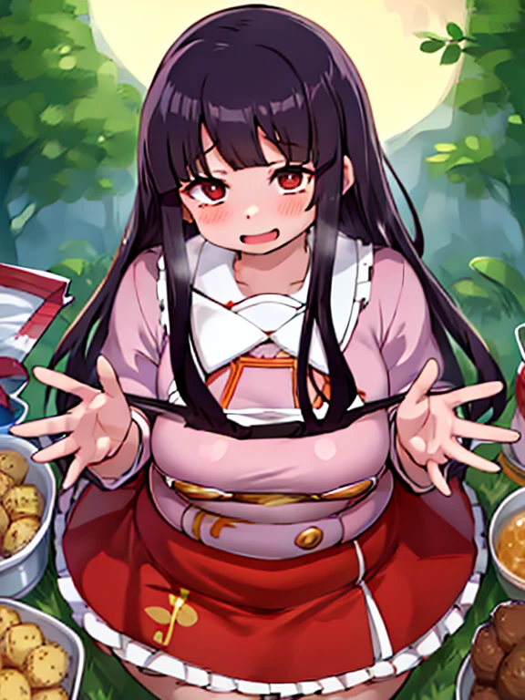 Penglai Mountain_Kaguya，Chubby，Very short stature，junk food，Holding her freshly removed, damp panties in her hands，Urine stains，