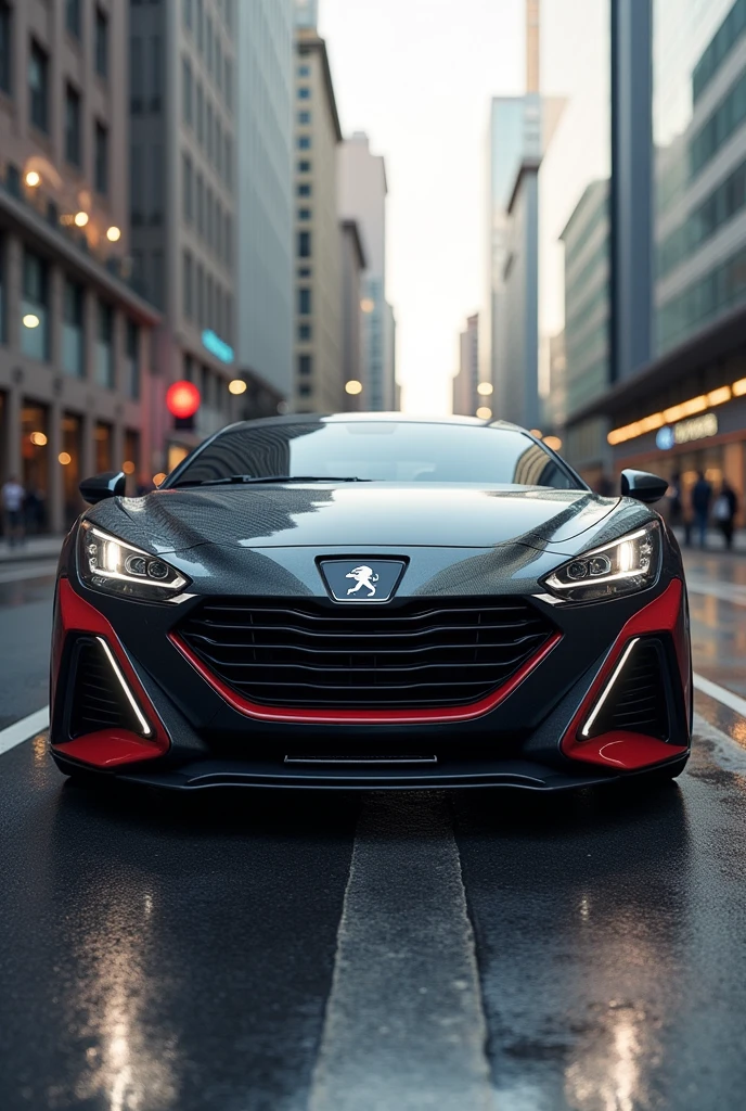 Create a new design of a Peugeot 206 combining it with the front of a Peugeot 607 coupe prototype