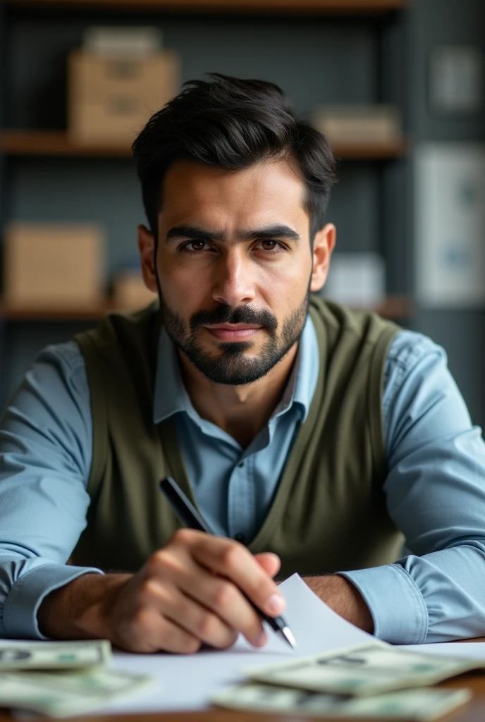 There is young electrical engineer that he is in germany recently he has his small factory fundet and he is now really series
And there is some important papers around him and some dollar he look liked iranian and he has no beard