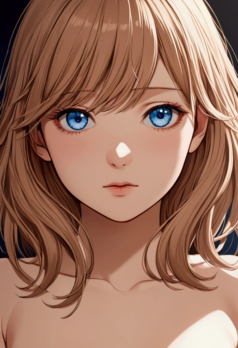 A girl with light brown hair blue eyes nude 2.5d