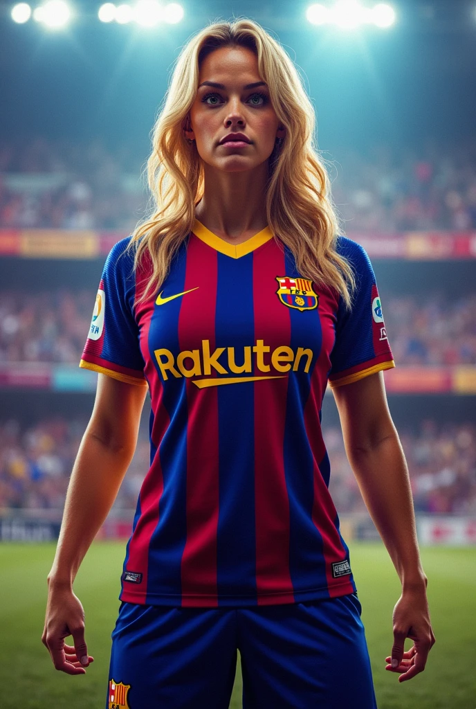 Wwe Liv morgan wearing Barcelona football jersey
