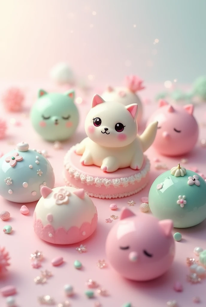 Aesthetic light pink or blue pr green anime character themed candies and chocolates