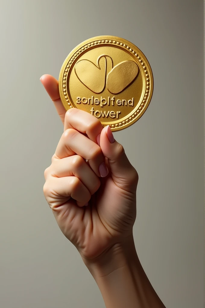 Hand holding a gold medal sculpture 