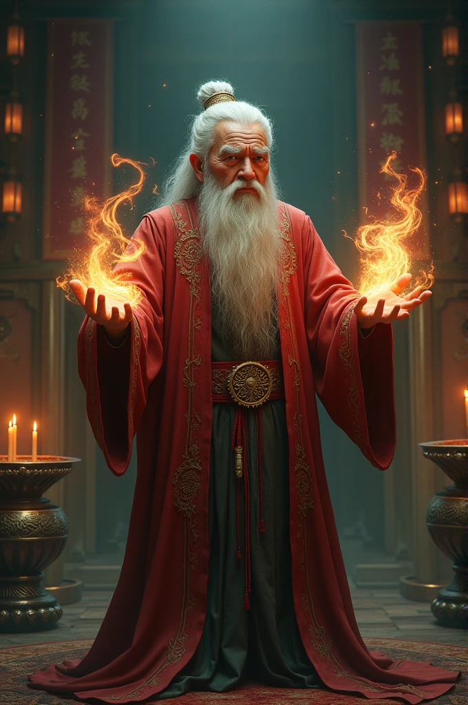 Ancient Chinese character performing magic