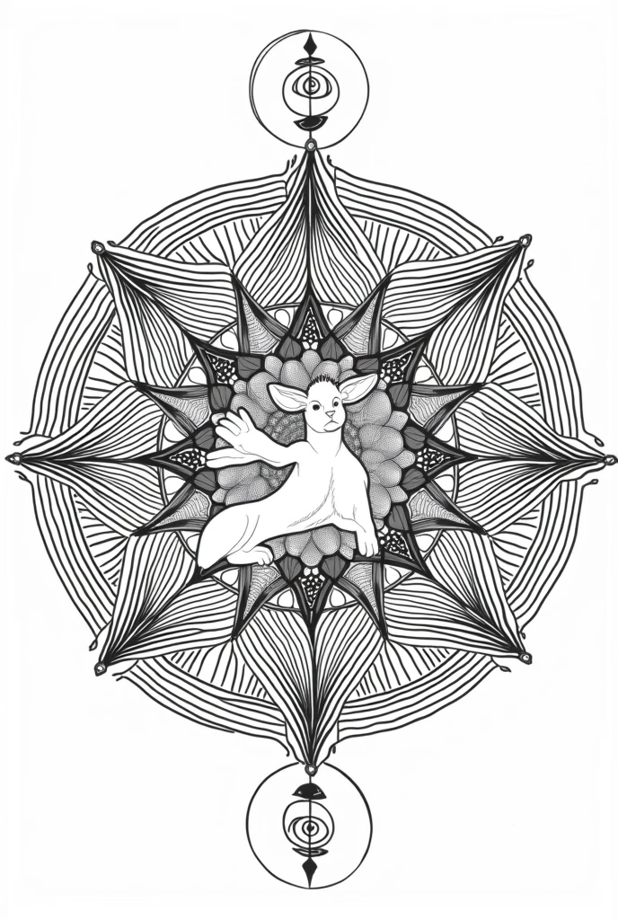 Single Animal mandala coloring book pages black and white