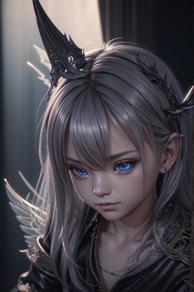 a chibi Lucifer, 3D render, intricate details, hyperrealistic, smooth shading, dynamic lighting, vivid colors, glossy materials, ethereal atmosphere, cinematic composition, masterpiece, (best quality,4k,8k,highres,masterpiece:1.2),ultra-detailed,(realistic,photorealistic,photo-realistic:1.37)