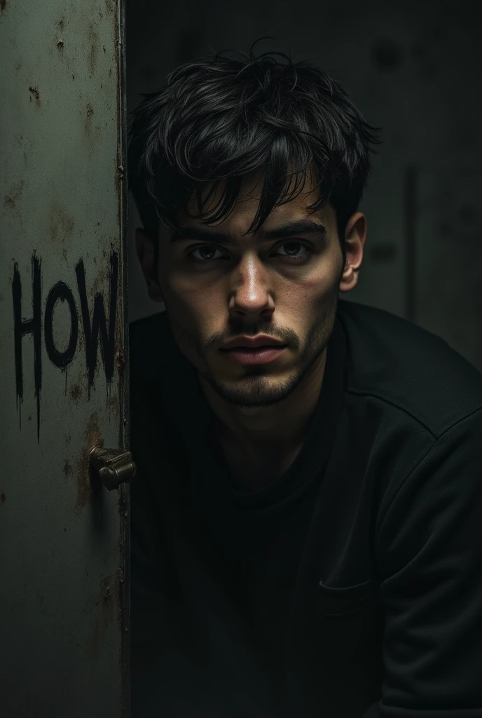 A dark cover of a young man sad about his problems but at the same time fighting them with a title that says How locked up somewhere without being able to get out but with hope