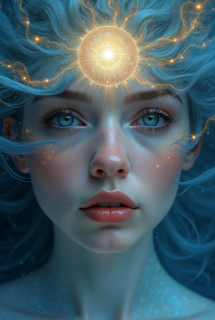 woman, detailed face, detailed eyes, detailed hands, Diving Into The Ether Flowing with The Eternal Soul Through Vibration of love, everything is connected, Flowing energy, Spiritual, Divine, Dreamlike, cosmic, concept-art, mind blowing, Feminine beauty, God, pineal gland, DreamlikeArt, magic, fantasy, full body