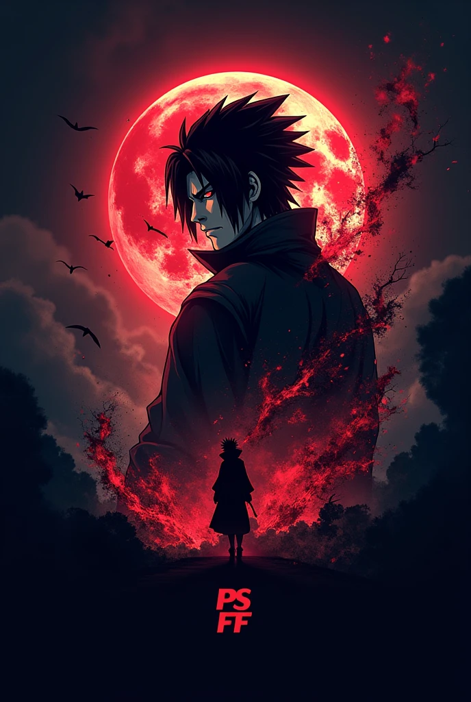 Can you Create a Logo for my Gaming Channel , PS 777 FF with Sasuke Uchiha Character Very Violent Baground