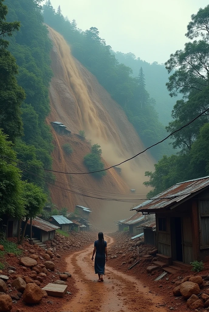 Create a reality picture of wayanad landslide