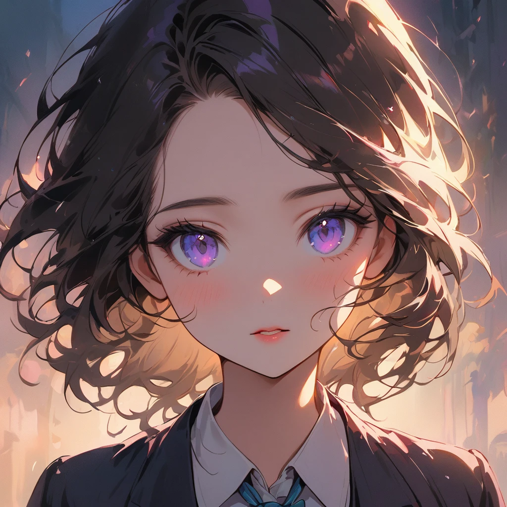 cute girl in school uniform light background