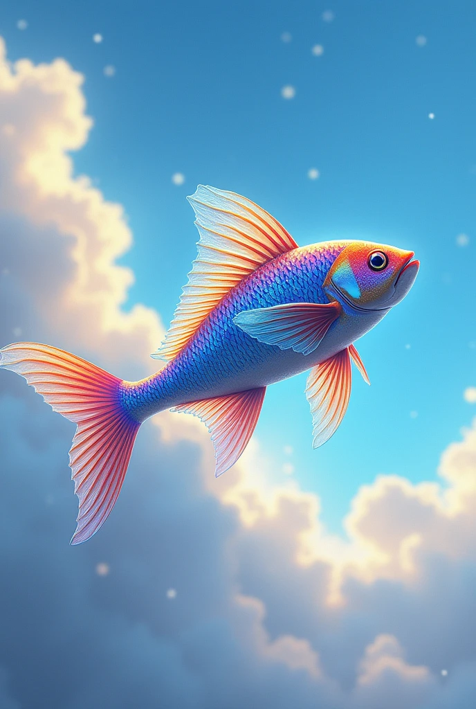 Give me a flying fish with rainbow colours