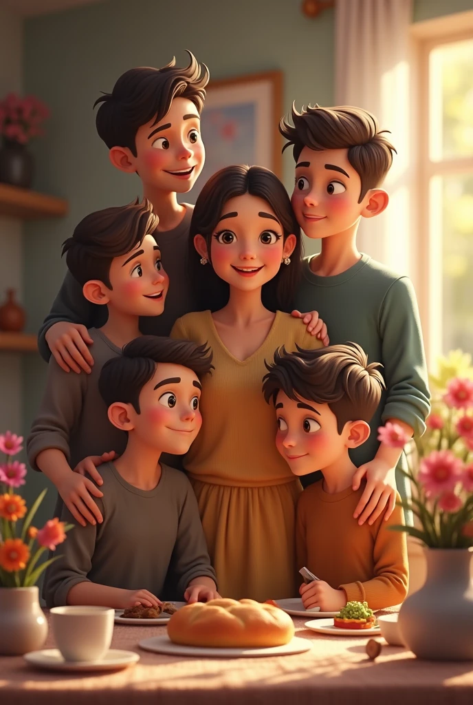 Happy Mother's Day with your sons:
Son 1: 33 years old
Son 2: 24 years old
Son 3: 22 years old