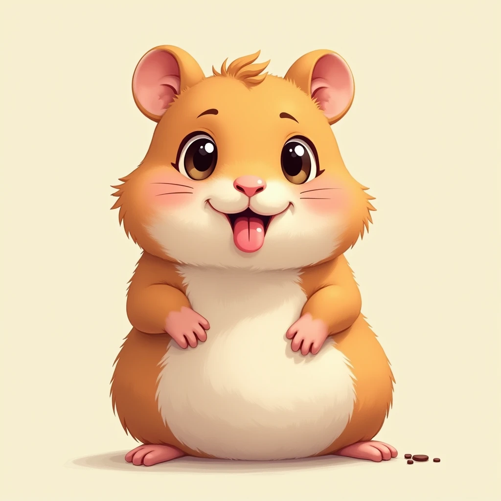 cartoon hamster sitting on the ground with its tongue out, 「Cartoon Animal Portrait, hamster, Adorable digital painting, Cute cartoon characters, Cute and detailed digital art, Cute digital art, Highly detailed cartoon, High quality illustrations, Cute 3D rendering, Big Cheeks!, Realistic illustrations, Cel-shaded vector art, Official illustrations, Cutie, Cute Animals, Manga style illustration